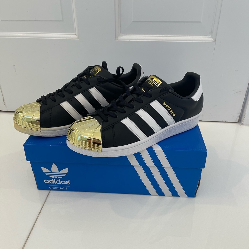 Adidas Superstar Black with Gold Metal Toe